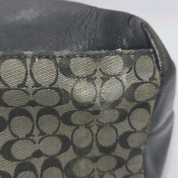Coach Legacy Black Gray Signature Logo Purse Jacquard Duffle Shoulder Bag Tass - Picture 6 of 16